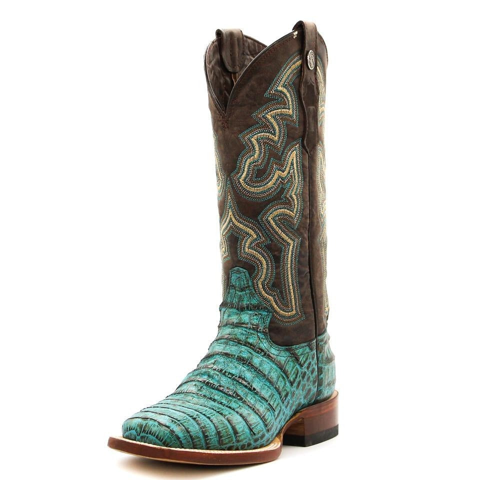 Tanner Mark Turquoise Caiman Print Ladies' Boot