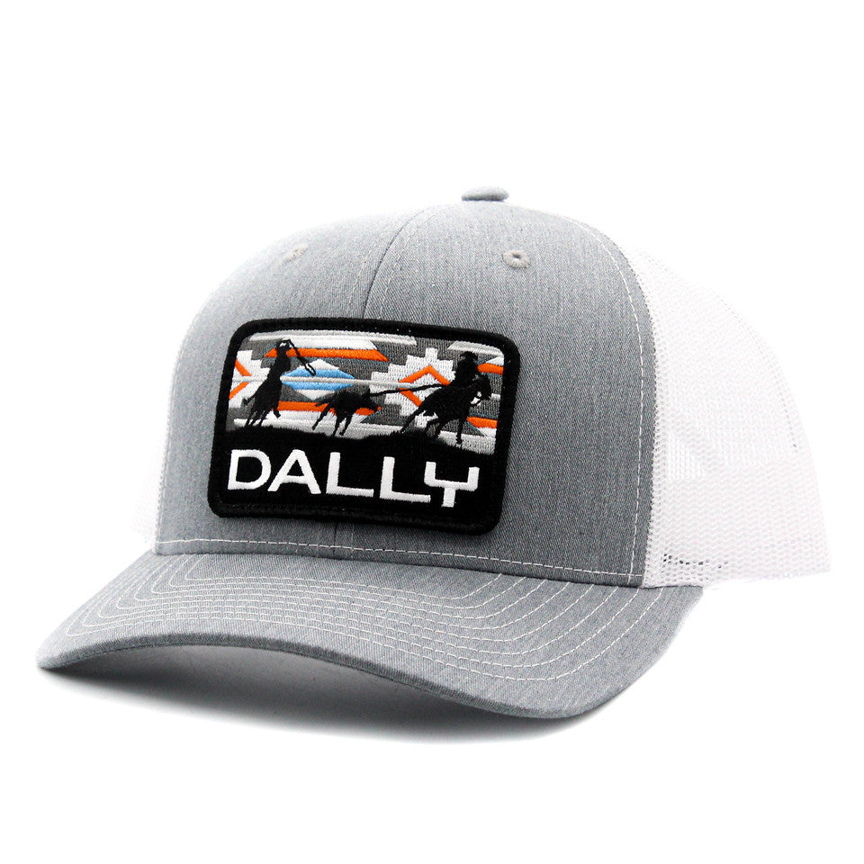 Dally Up Heather Grey & White Aztec Print Patch Cap