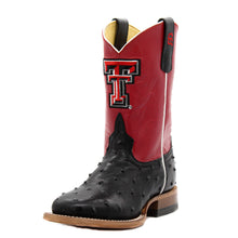 Load image into Gallery viewer, Anderson Bean Texas Tech Exclusive Black Full Quill Ostrich Print Children&#39;s Boot
