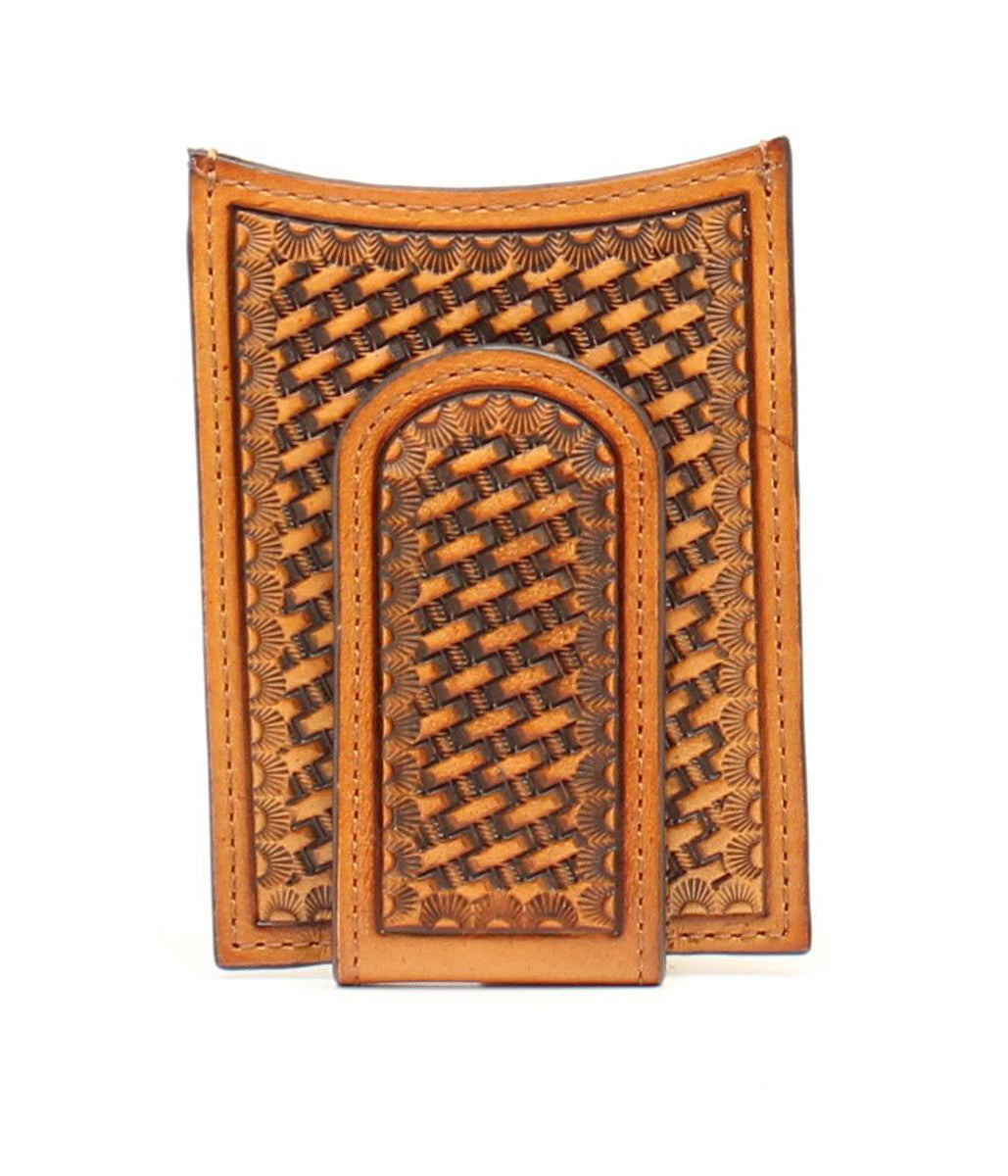 Nocona Money Clip Tan Basketweave Wallet