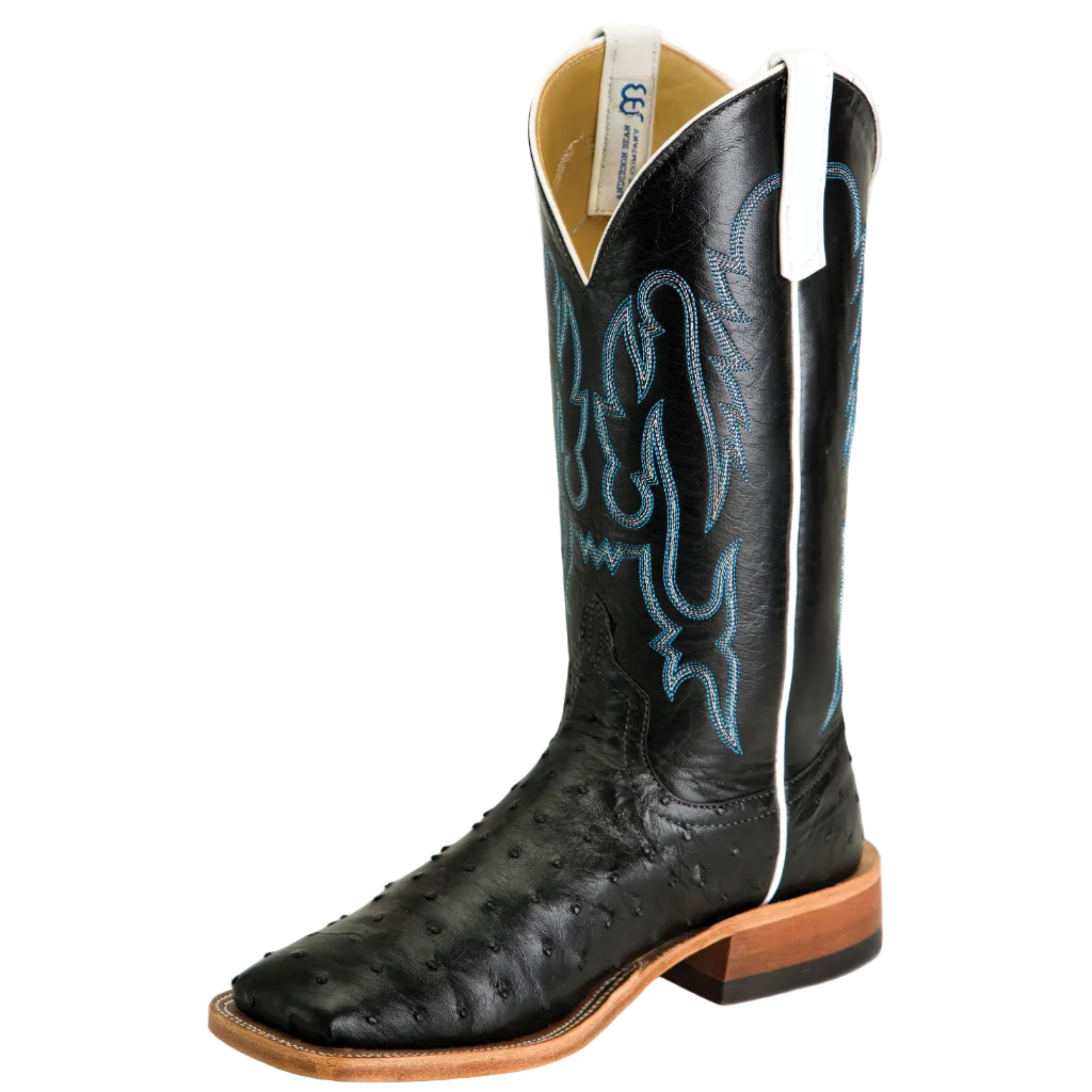Anderson Bean Black Full Quill Ostrich Men's Boot