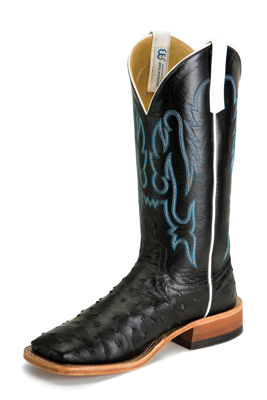 Anderson Bean Black Full Quill Ostrich Men's Boot